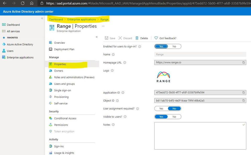 Range Properties