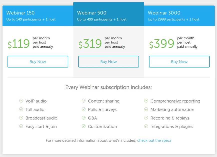 ReadyTalk Webinar pricing
