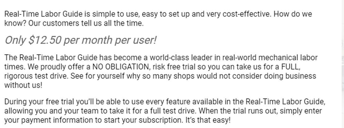 Real-Time Labor Guide pricing
