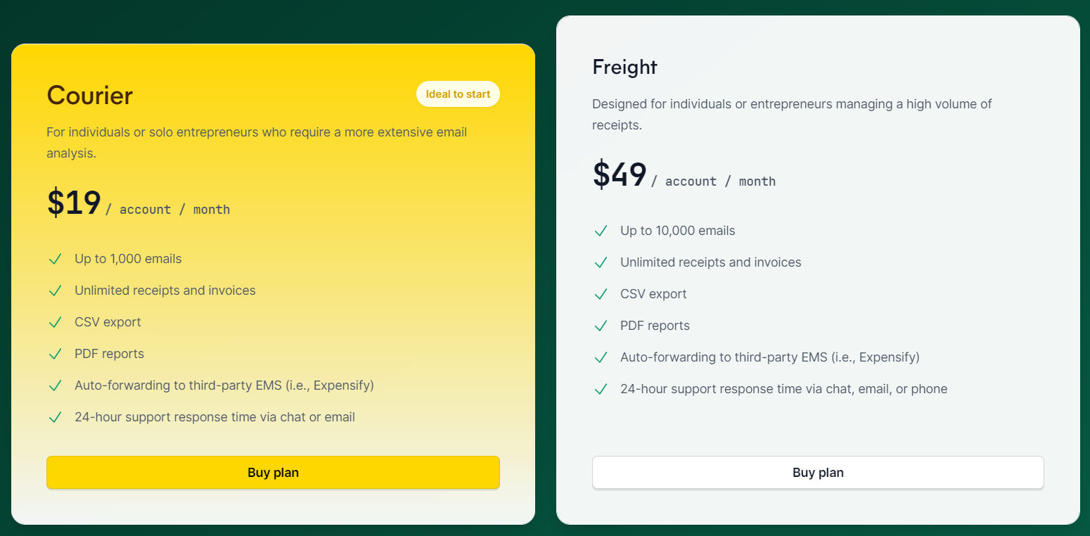 Receiptor AI pricing