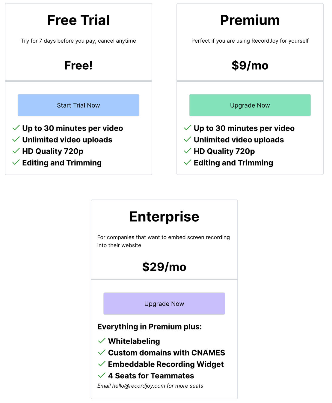 RecordJoy pricing