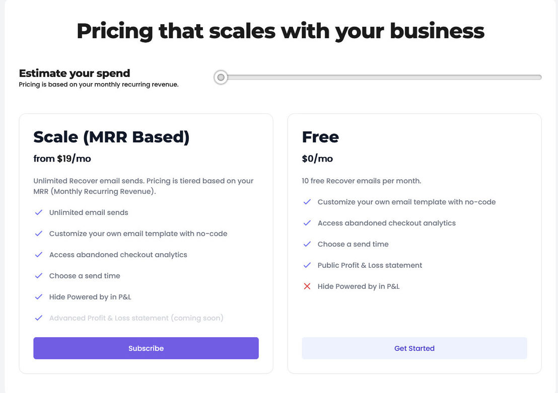 recover-so pricing