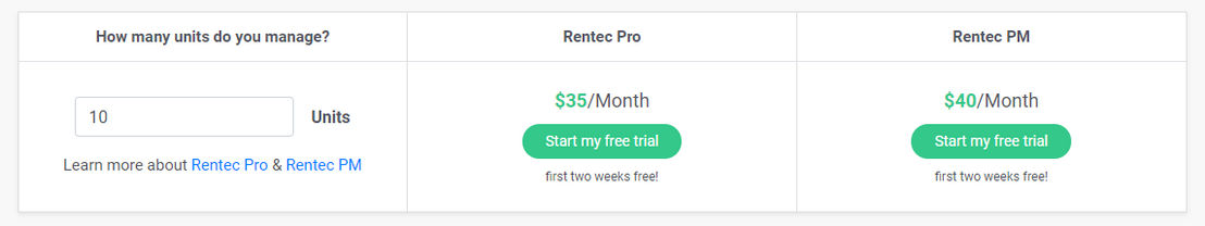 Rentec Direct pricing