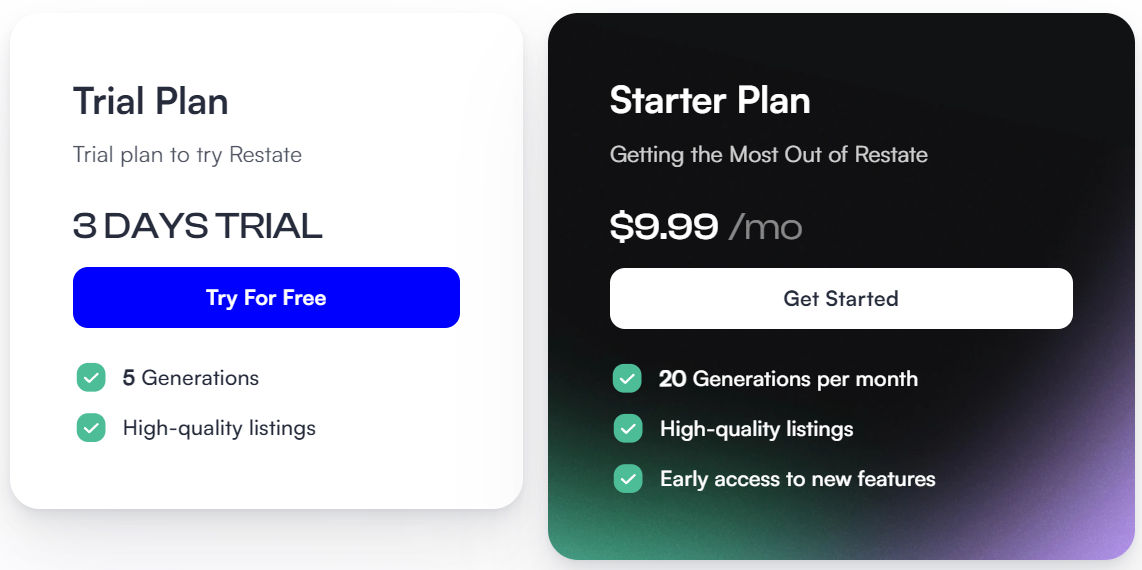 Restate pricing