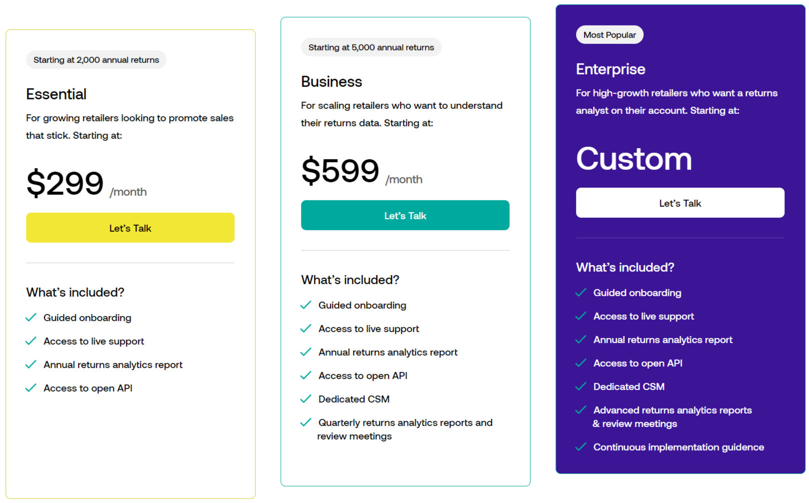 ReturnLogic pricing