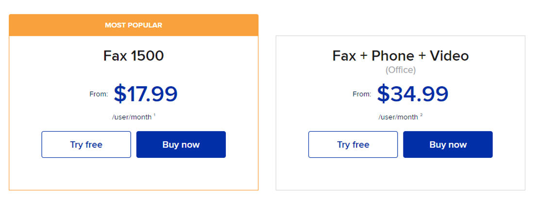 RingCentral Fax pricing