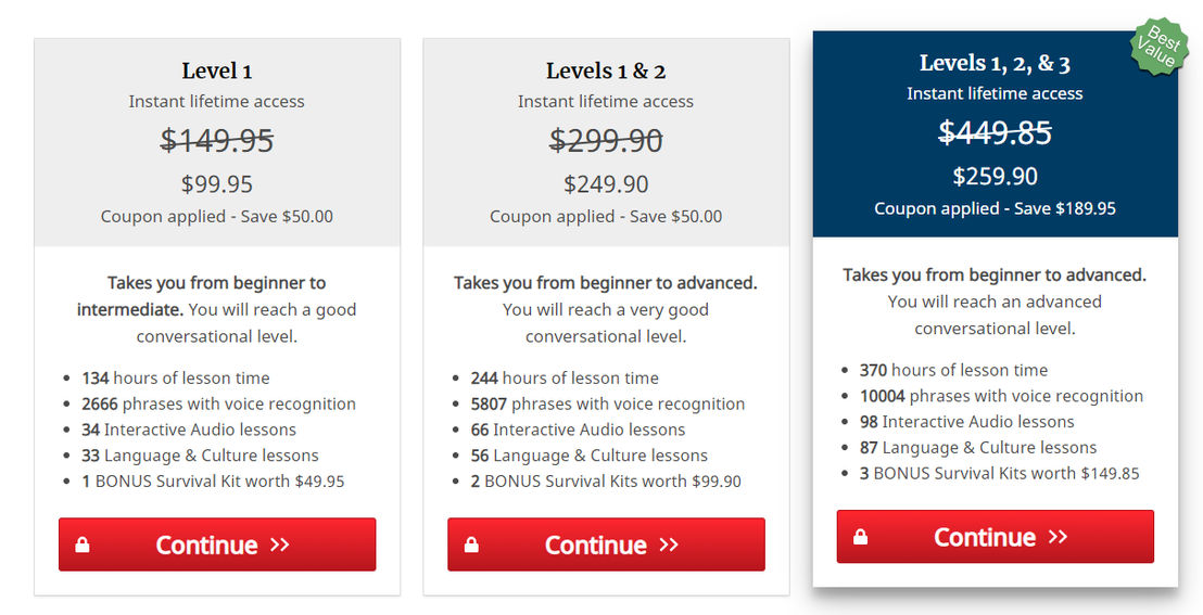 Rocket Languages pricing