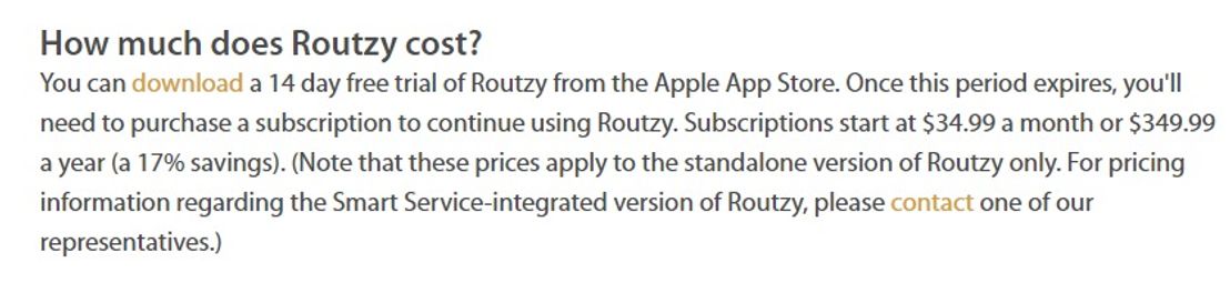 Routzy pricing