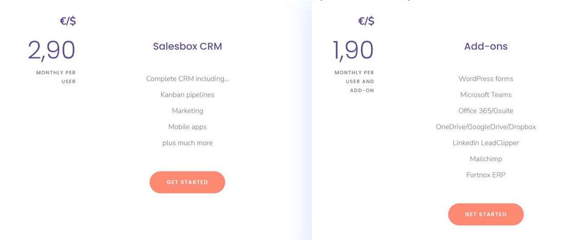 salesbox-crm pricing