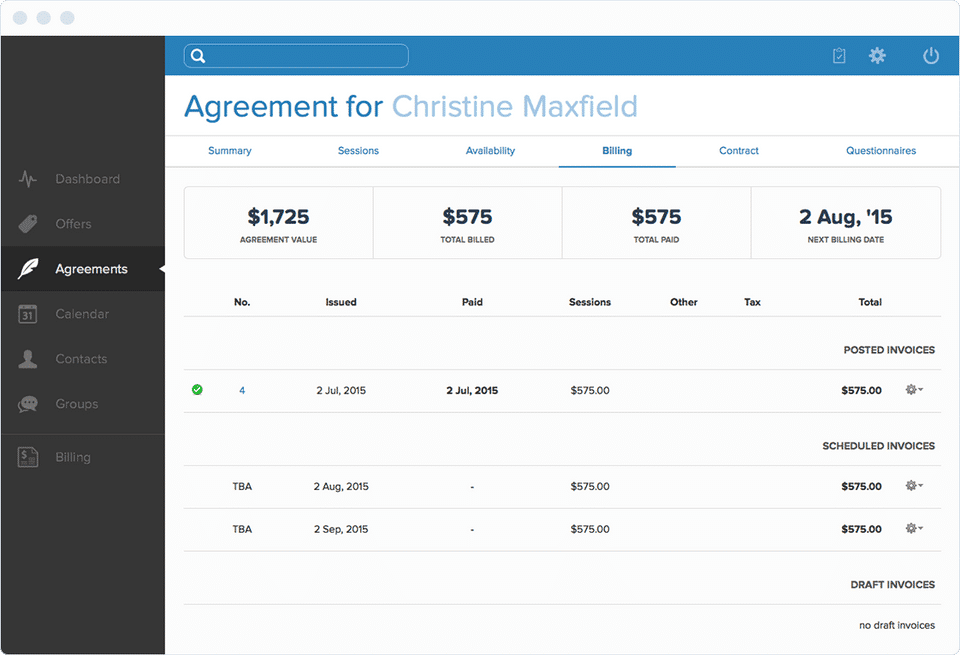 Billing history