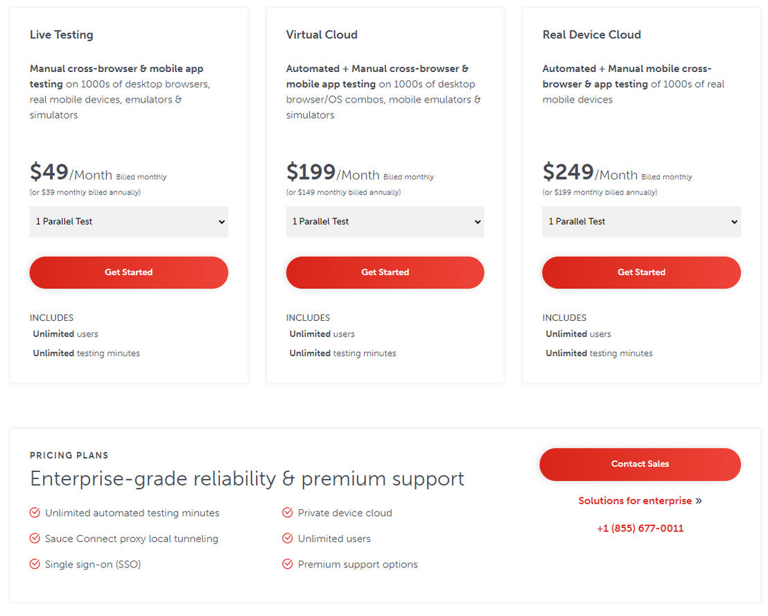 Sauce Labs pricing