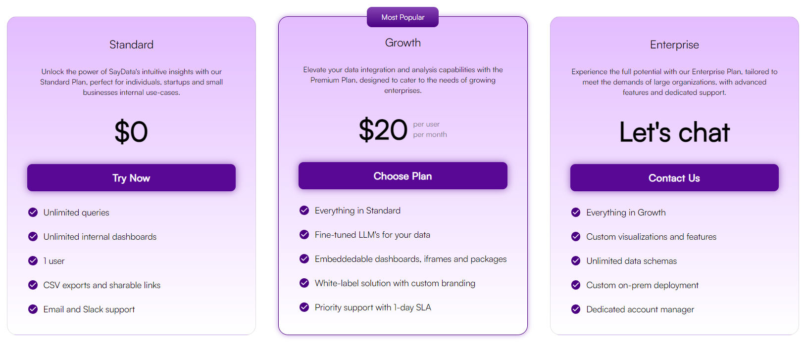 SayData pricing