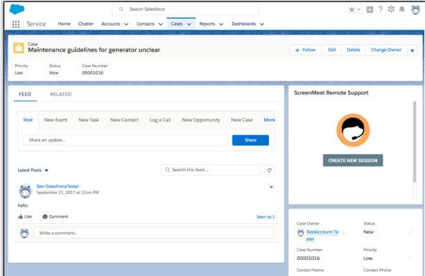 ScreenMeet Support Demo - ScreenMeet Support within SFDC