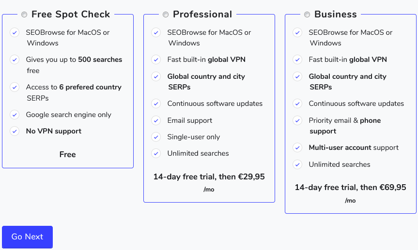 SEOBrowse pricing