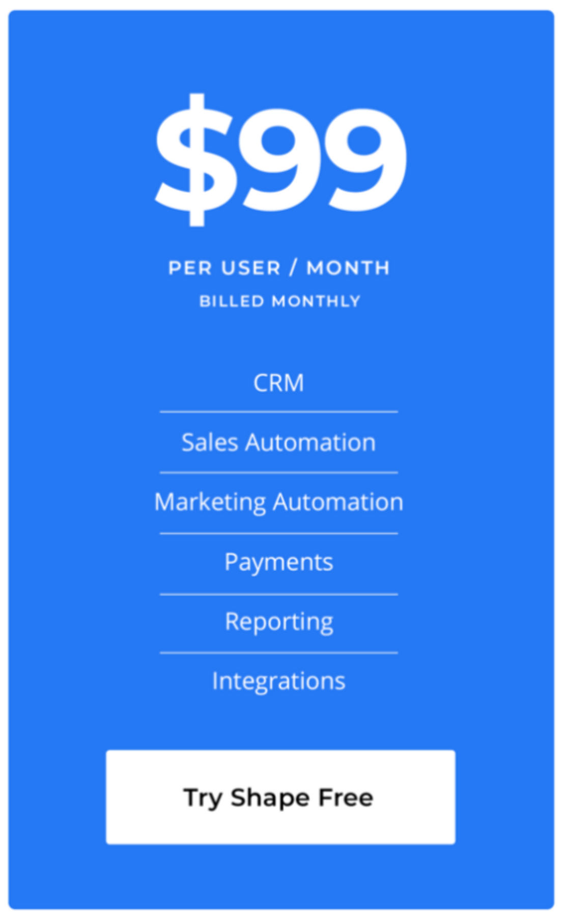 shape-software pricing