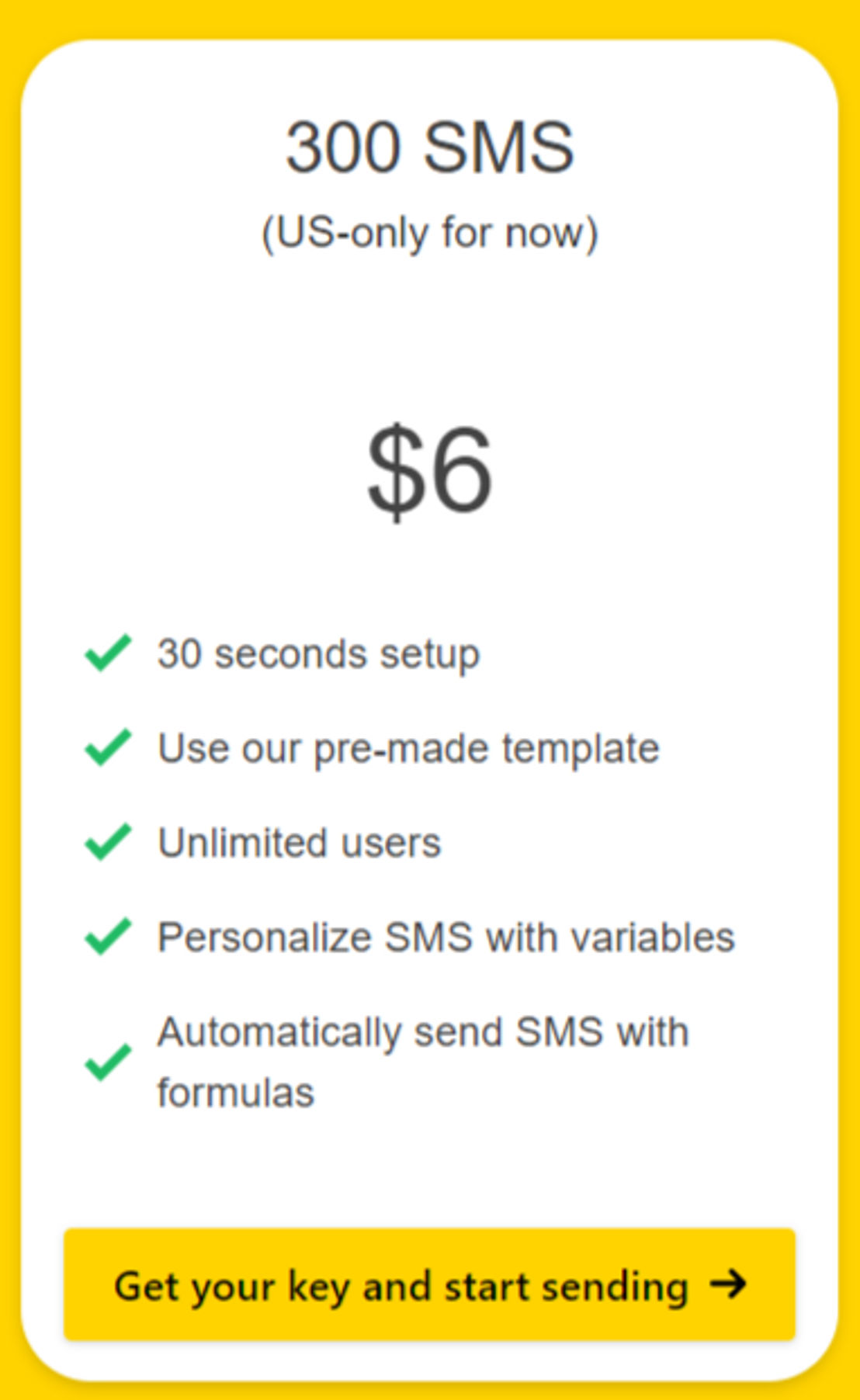 Sheet 2 SMS pricing