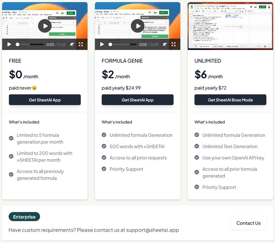 sheetai pricing