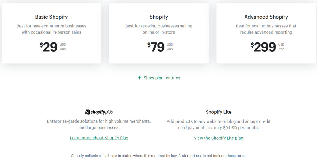 Shopify pricing