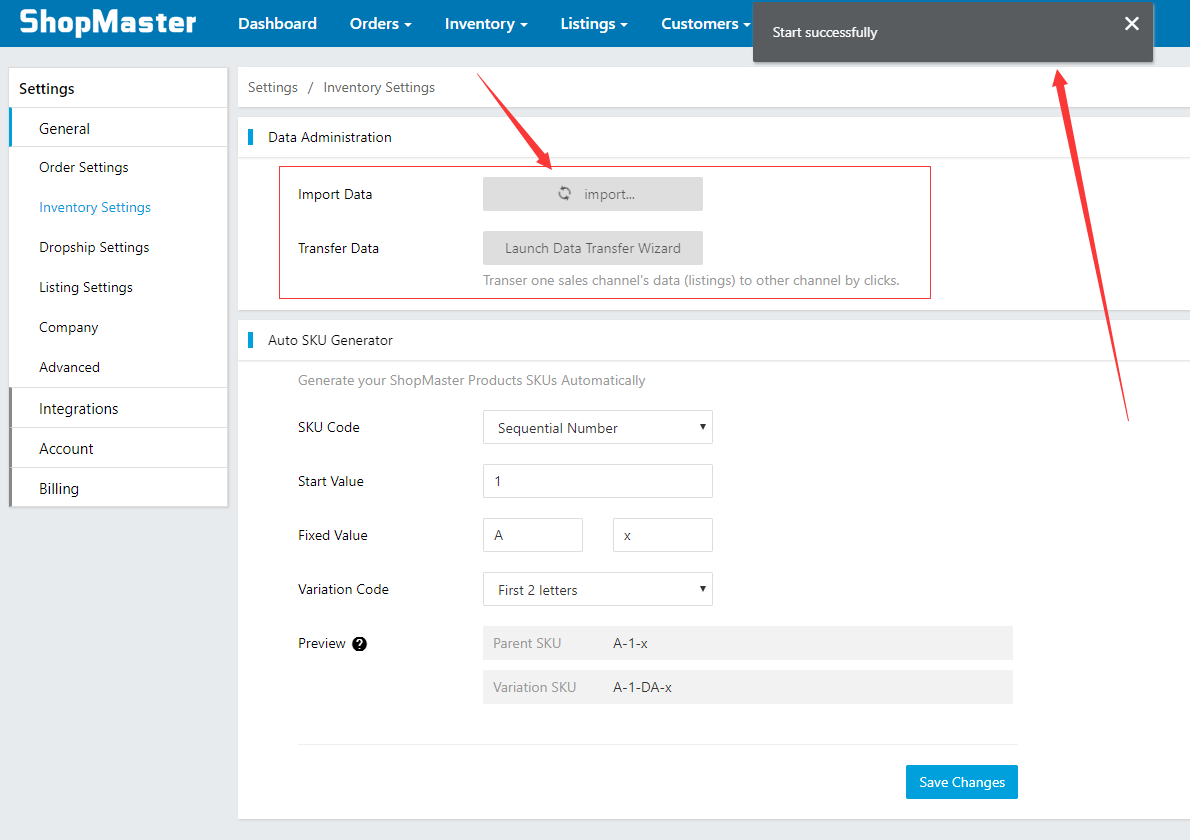 General settings