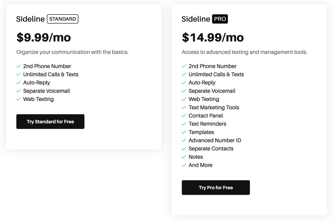 Sideline pricing