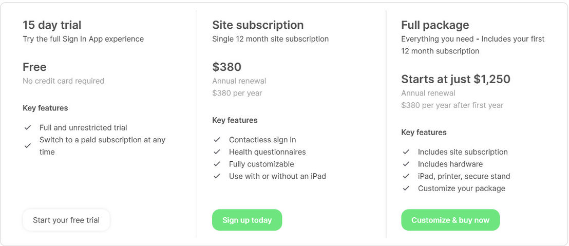 sign-in-app pricing