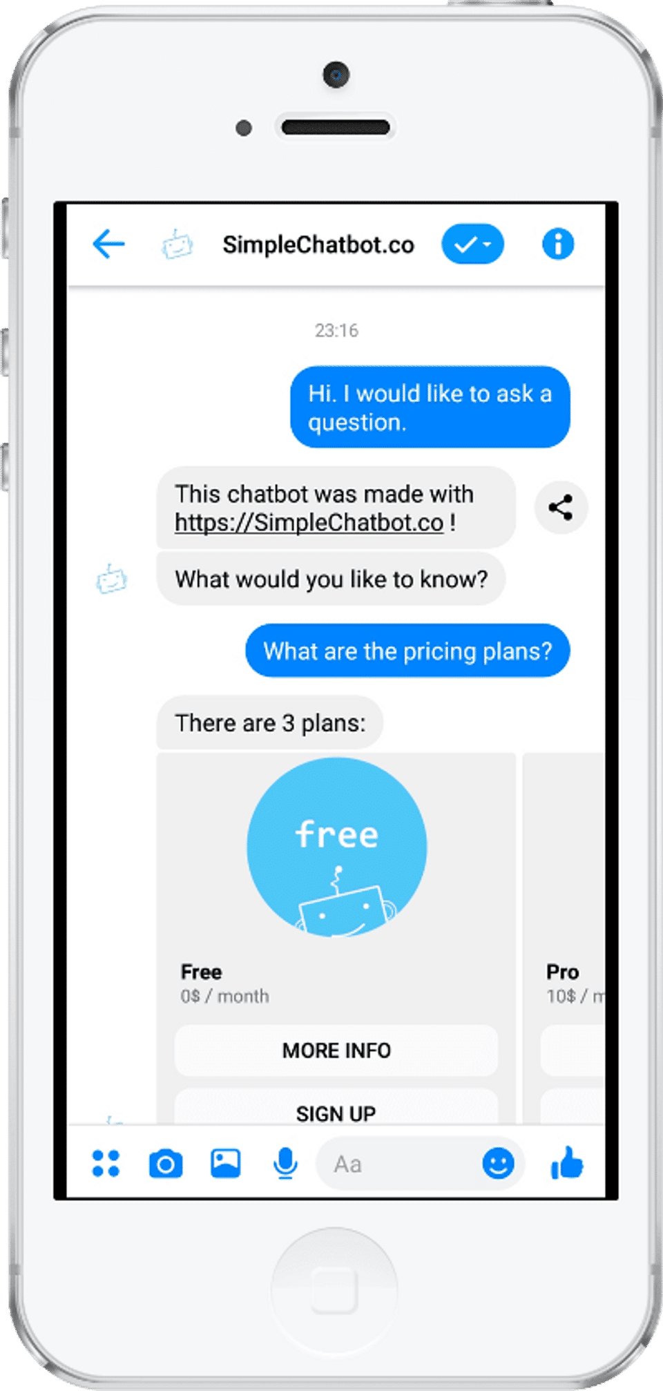 SimpleChatbot.co : screenshot