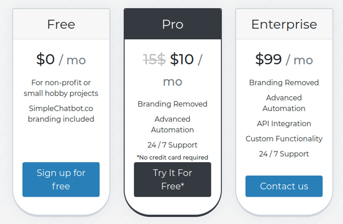 simplechatbot-co pricing