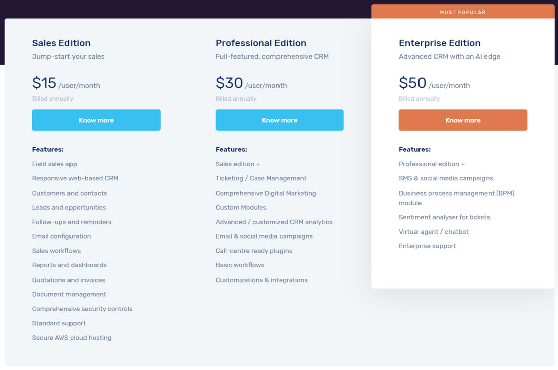 SimpleCRM pricing