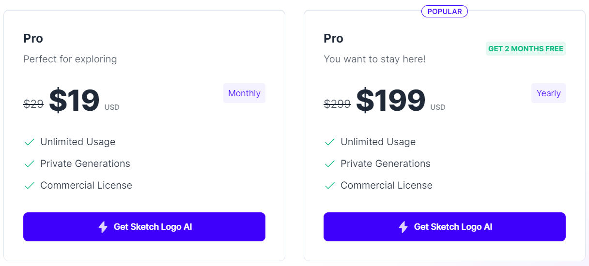 Sketch Logo AI pricing