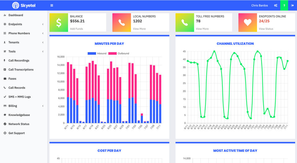 Skytel SIP Trunk : Dashboard screenshot