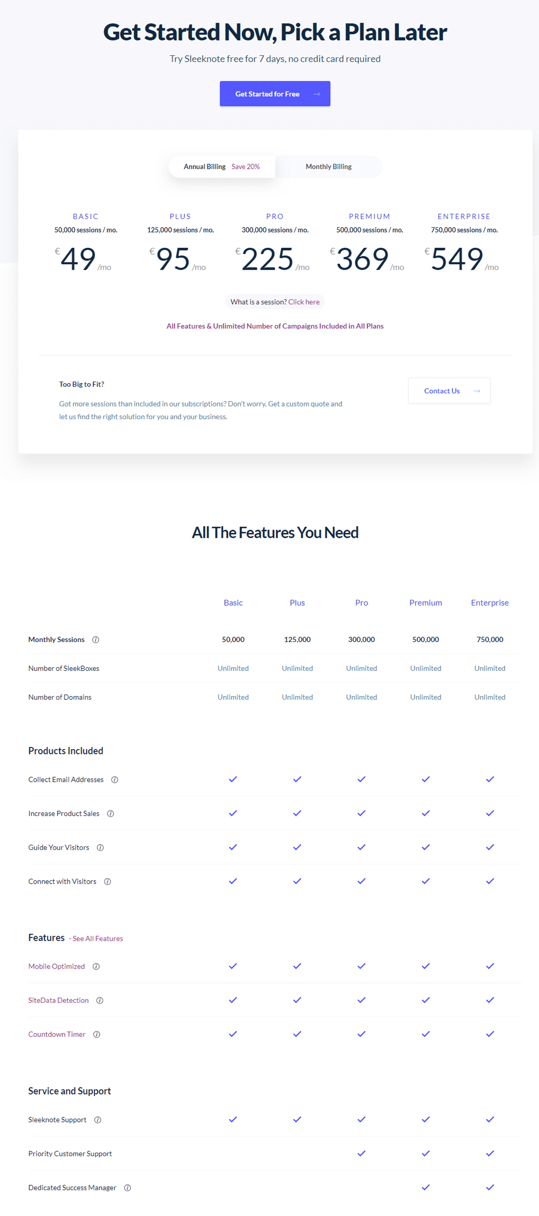 sleeknote pricing