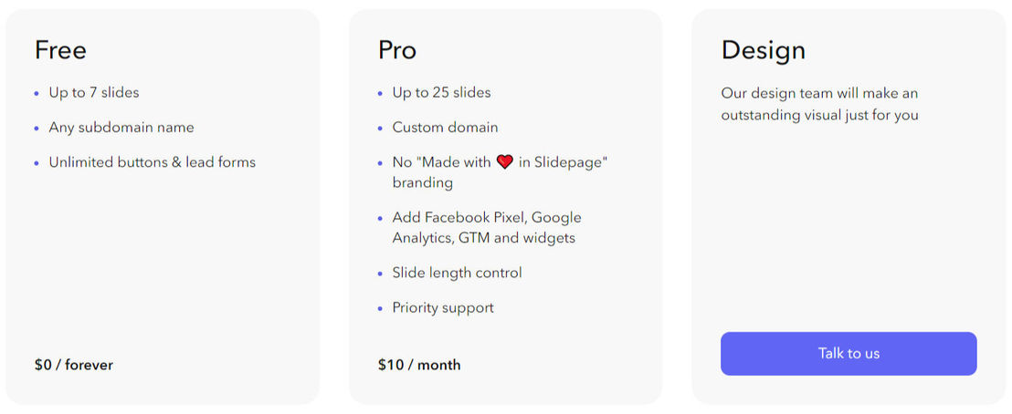 slidepage pricing