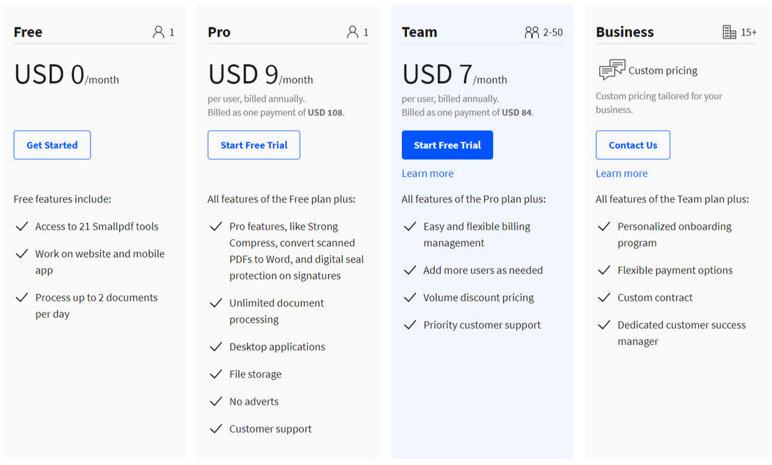 Smallpdf pricing