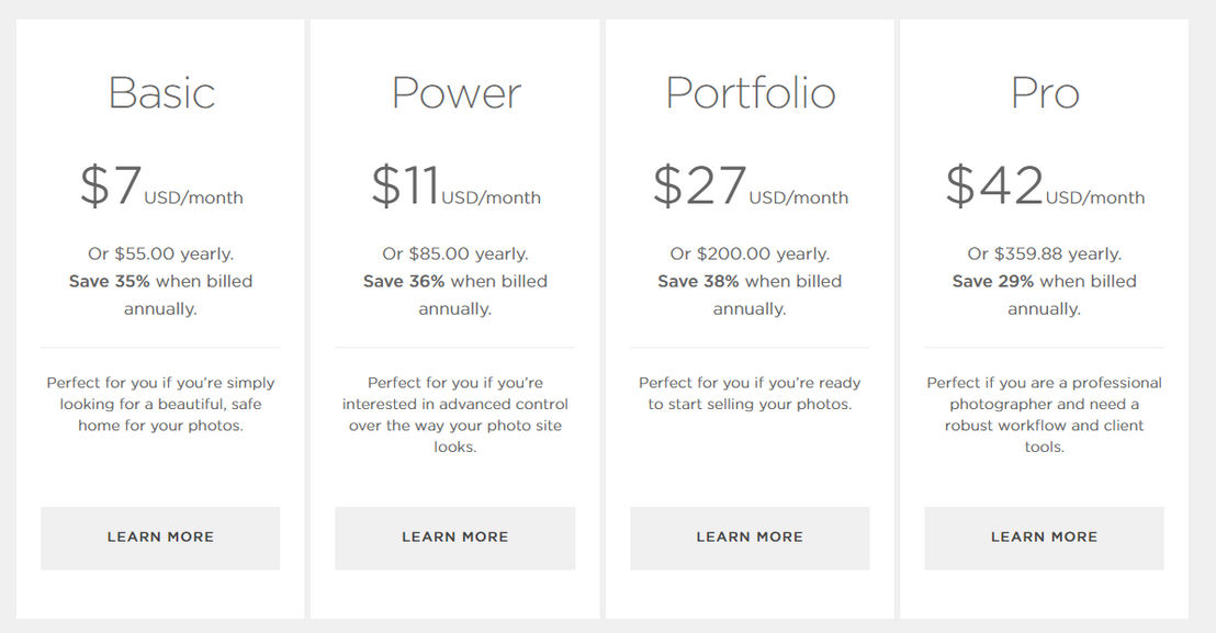 smugmug pricing