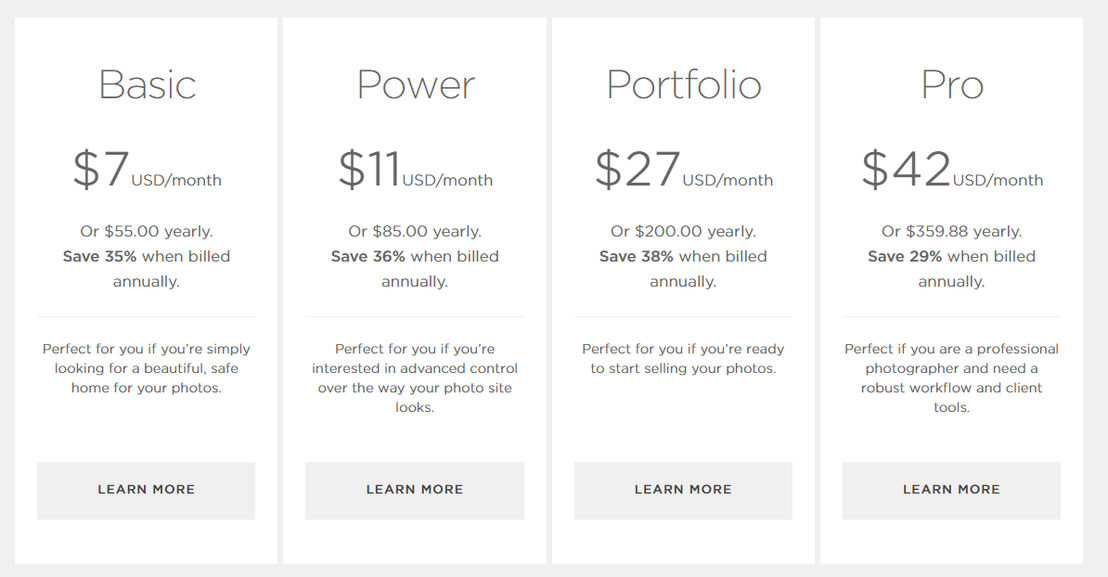 SmugMug pricing