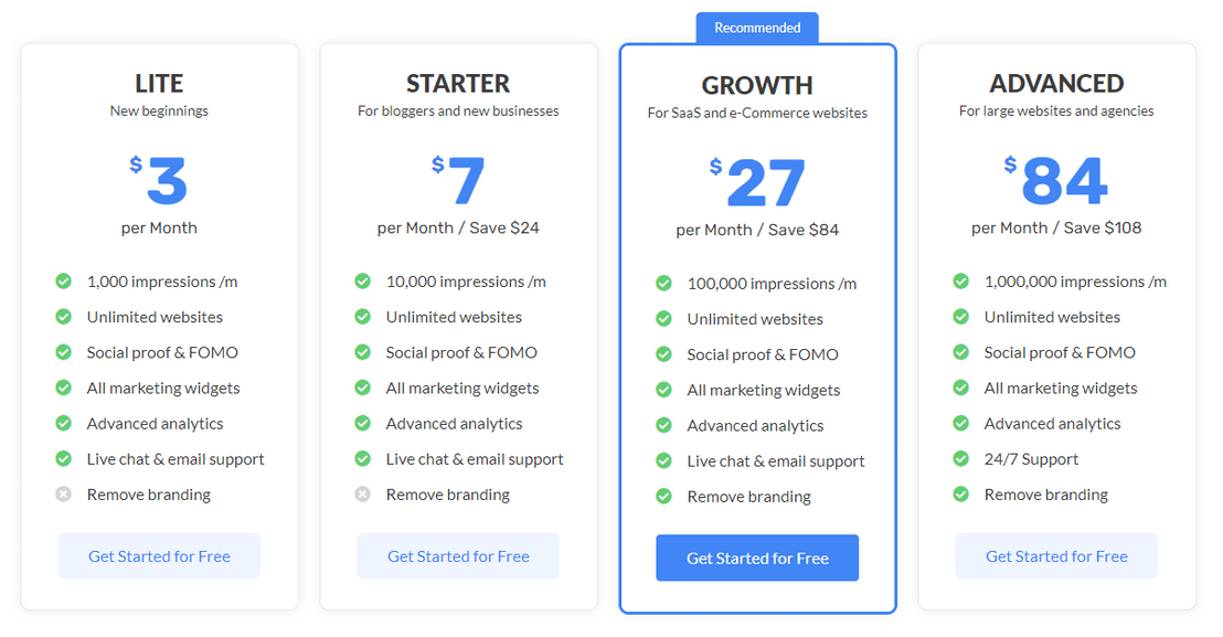 Social Proofy pricing