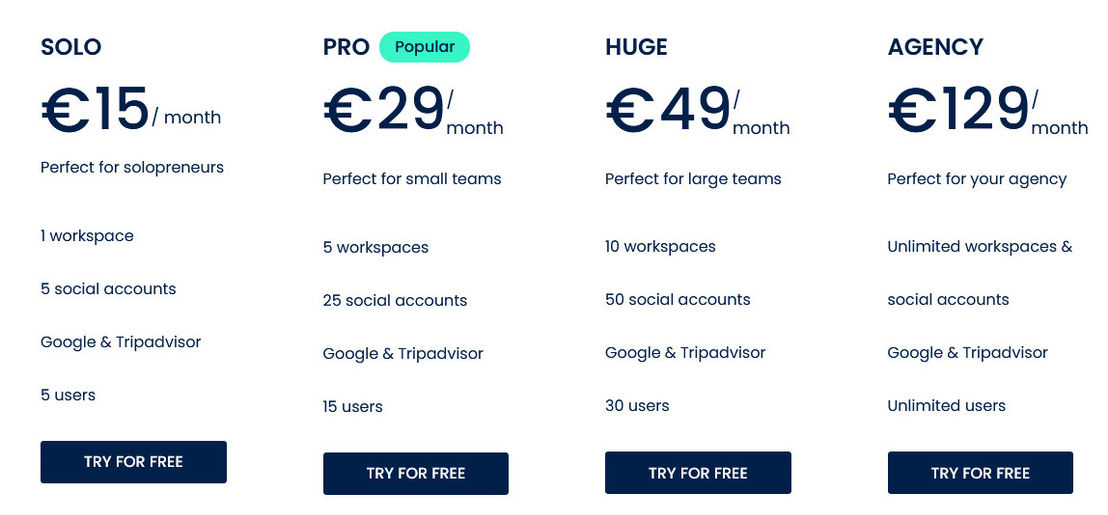 socialhuge pricing