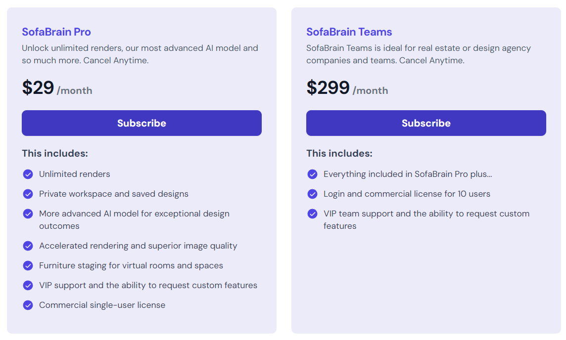 SofaBrain pricing