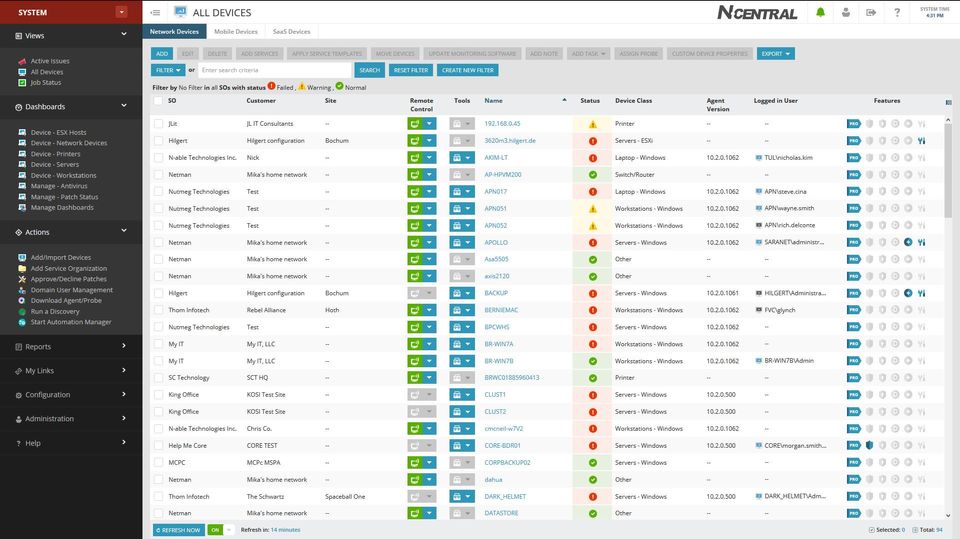 SolarWinds MSP Remote Monitoring & Management Demo - N-central Active Issues View-thumb