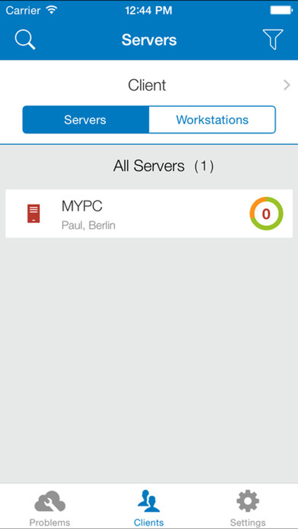 SolarWinds RMM screenshot: Issues can also be filtered by client-thumb