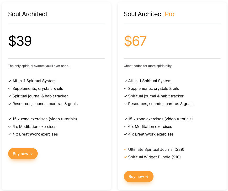 Soul Architect pricing