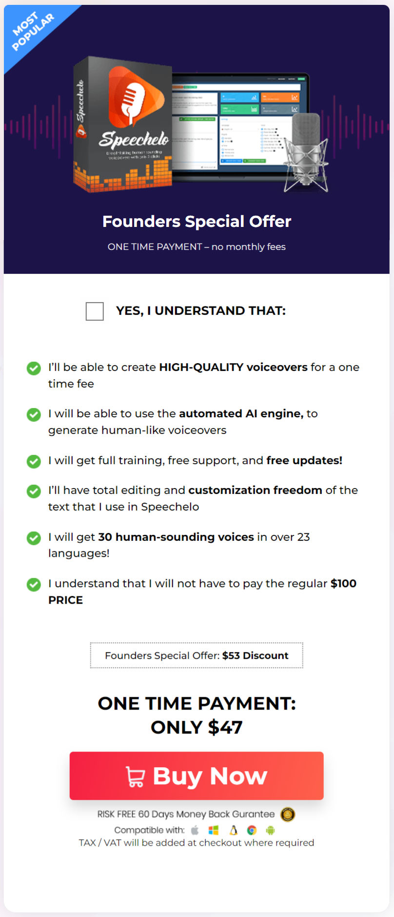 Speechelo pricing