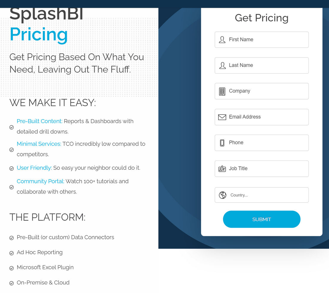 SplashBI pricing