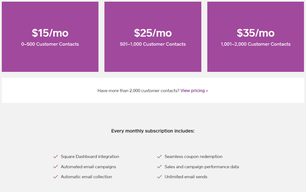 Square Marketing pricing