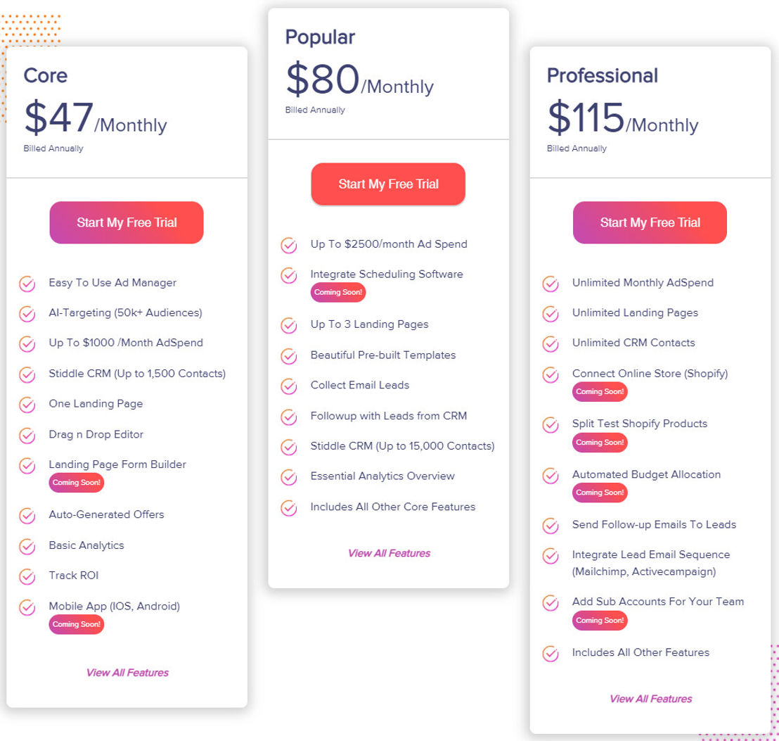 stiddle pricing