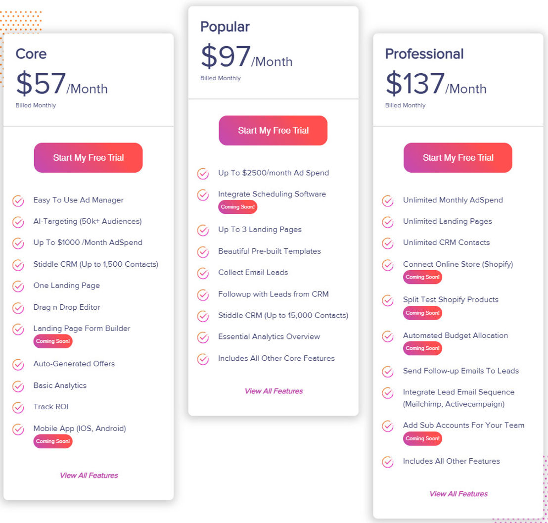 Stiddle pricing