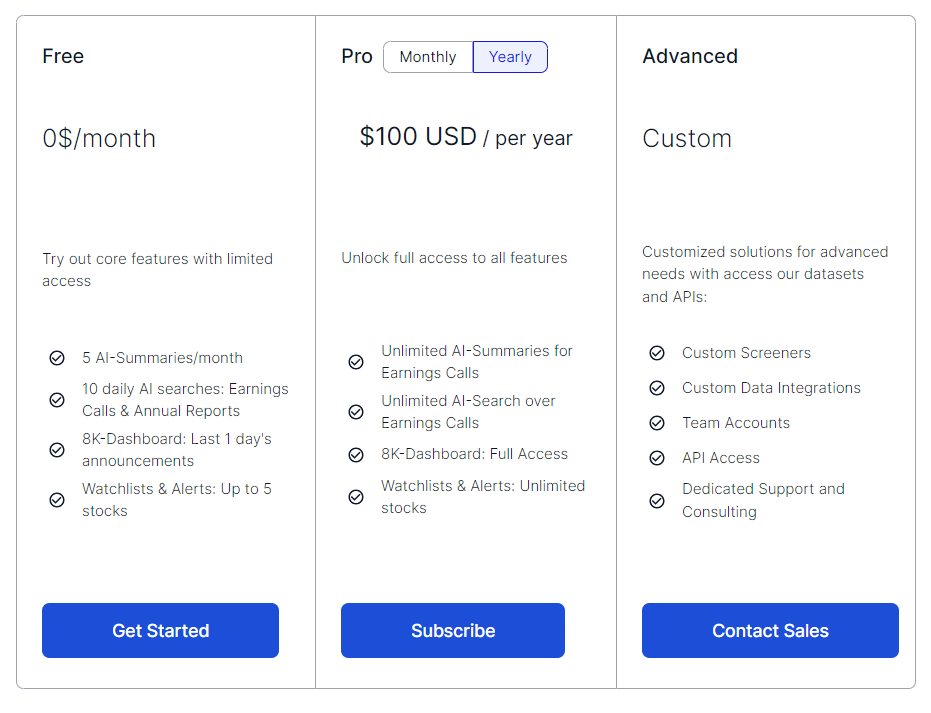 StockInsights pricing