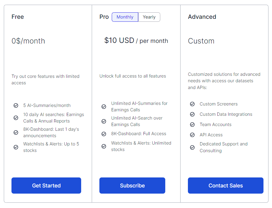 StockInsights pricing