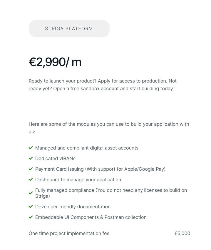 Striga pricing