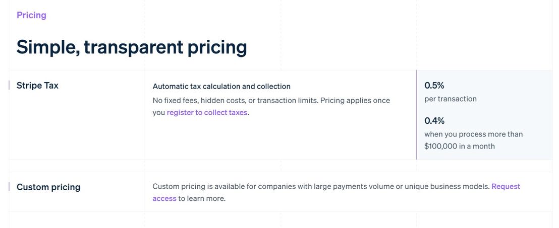 stripe-tax pricing